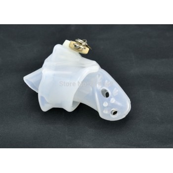 Keuschheitskäfig für Penis Glied Mann Herren Chastity Cage Silikon weiß-transparent A140-2