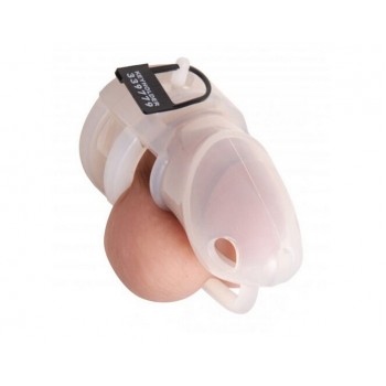 Keuschheitskäfig ergonomisch für Penis Glied Mann Herren Chastity Cage Silikon weiss B002white