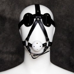 Ballknebel Mundknebel weiss Harness mit Luftlöcher Augenmaske HZ0743B