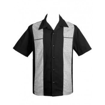 Charlie Sheen Shirt "Houndstooth Panel Black" Schwarz Grau - ST35306