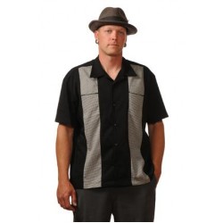 Charlie Sheen Shirt "Houndstooth Panel Black" Schwarz Grau - ST35306