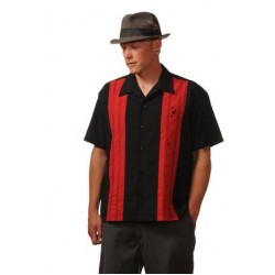 Charlie Sheen Shirt "Double Panel Stitch" Schwarz Rot - CL35311BLK