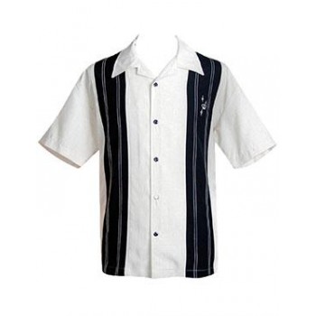 Charlie Sheen Shirt "Double Panel Stitch" Weiß Schwarz - CL35311STO - LAGERWARE