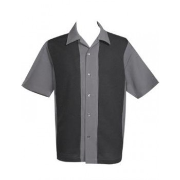 Charlie Sheen Shirt "Poplin Mid Panel" Schwarz Grau - ST37056 - LAGERWARE