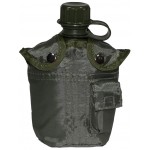 MFH - 33213B US Plastikfeldflasche, Nylonbezug, oliv, 1 l