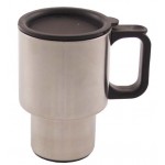 MFH - 33378 Tasse, Edelstahl,doppelwandig, 400 ml, Kunststoffgriff, Deckel