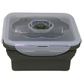 MFH - 33412 Lunchbox, faltbar, oliv, 1 l, mit Deckel, Silikon