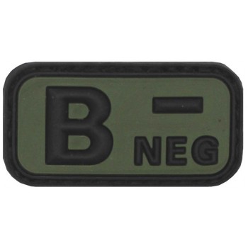 MFH - 36501D Klettabzeichen, schwarz/oliv, Blutgruppe "B NEG", 3D