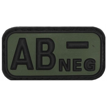 MFH - 36501F Klettabzeichen, schwarz/oliv, Blutgruppe "AB NEG", 3D