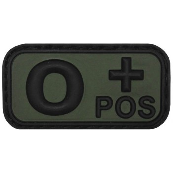 MFH - 36501G Klettabzeichen, schwarz/oliv, Blutgruppe "O POS", 3D