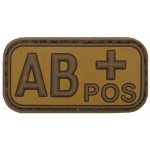 MFH - 36502E Klettabzeichen, braun/khaki, Blutgruppe "AB POS", 3D