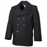 MFH - 09015A US Pea Coat, schwarz, mit schwarzen Knöpfen