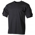 MFH - 00121A US T-Shirt, halbarm, schwarz, mit Ärmeltaschen