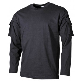 MFH - 00123A US Shirt, langarm, schwarz, mit Ärmeltaschen