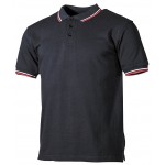 MFH - 00873A Poloshirt, schwarz, rot-weiße Streifen, mit Knopfleiste