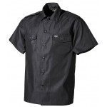 MFH - 02712A US Hemd, kurzarm, schwarz mit Schulterklappen und 2 Brusttaschen