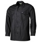 MFH - 02752A US Hemd, langarm, schwarz mit Schulterklappen und 2 Brusttaschen
