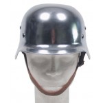 MFH - 10553Q Stahlhelm WW II, chrom, mit Leder-Innenteil