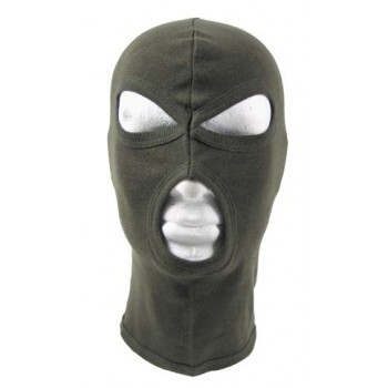 MFH - 10901B Balaclava, 3-Loch, dünn, oliv, 100 % Baumwolle