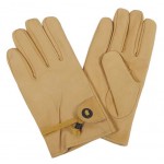 MFH - 15253F Western-Fingerhandschuhe, beige, Leder, Bandzug, gefütt.