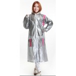 PVC Plastik - Mantel Regenmantel Damen modern 052015silber silber glänzend pink