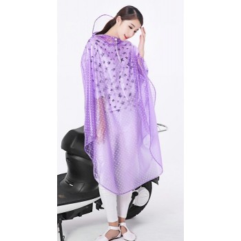 PVC - Regenponcho Regencape Fahrrad Motorroller AY0013purple lila transparent weiße Punkte