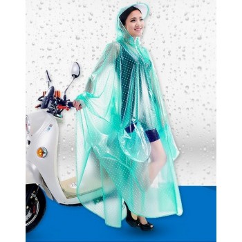 PVC - Poncho für Motorrad Mofa Motorroller Fahrrad KY0013green Grün transparent weiße Punkte