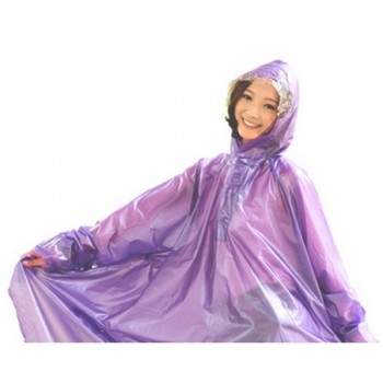 Plastik - Schlupf-Regenmantel Cape-Mantel MJ-001 Lila Purple transparent