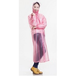 PVC Plastik - Mantel Regenmantel Damen QA9015PT pink transparent gepunktet 