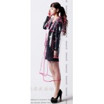 Plastik - Mantel Regenmantel Damen Fashion Type XXL glasklar transparent Rand: pink