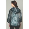 Plastik - Jacke Regenjacke junge Damen modern dunkelgrün gemustert WYQ-R009 