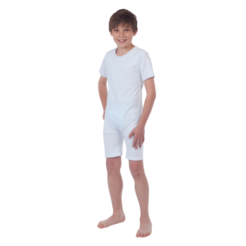 Suprima 4700 - Pflegebody für Kinder BW/Elast, Kurzarm, mit kurzem Bein, Bein-RV weiß
