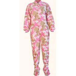 Fleece - Schlafoverall "PINK CAMOUFLAGE" mit Po-Klappe