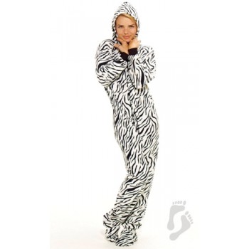 Fleece - Schlafoverall "ZEBRA STRIPES" mit Kapuze