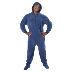 Fleece - Schlafoverall "COZY BLUE" mit Po-Klappe & Kapuze