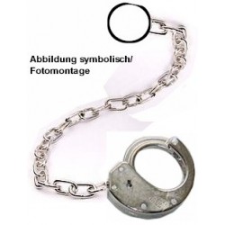 CLEJUSO - halbe Handschelle Nr.13 30cm Kette mit Ring, vernickelt